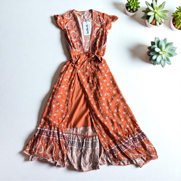 Indikah Dresses & Skirts - Indikah Women’s Midi Floral Pink Sleeveless Dress Prairie Girly Ruffled Size M